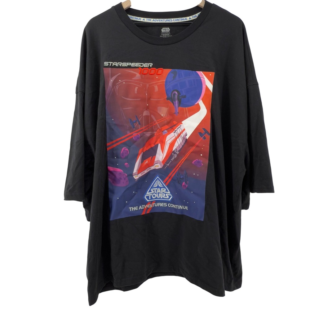 Disney Star Wars The Adventure Continues Graphic Embroidered Shirt Black Men 3XL